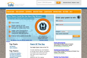 A screen shot of the Lulu Poetry home page