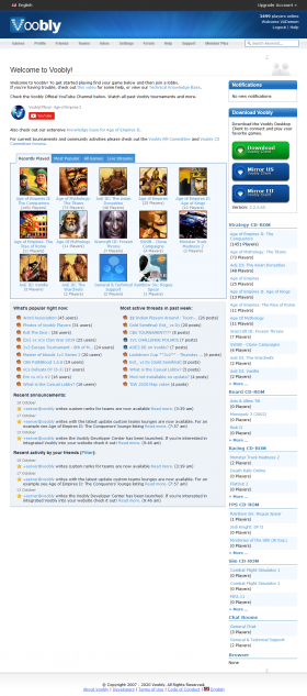 Main page as a logged in user
