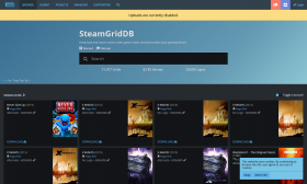 SteamGridDB homepage as seen on March 7, 2020