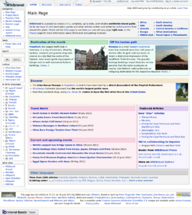 English Wikitravel homepage